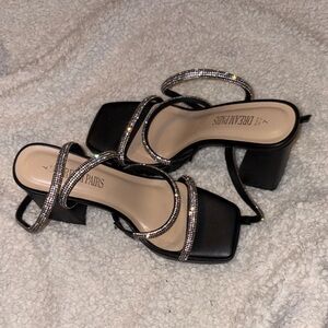 Dream Pairs Black Heels with Sparkling Straps